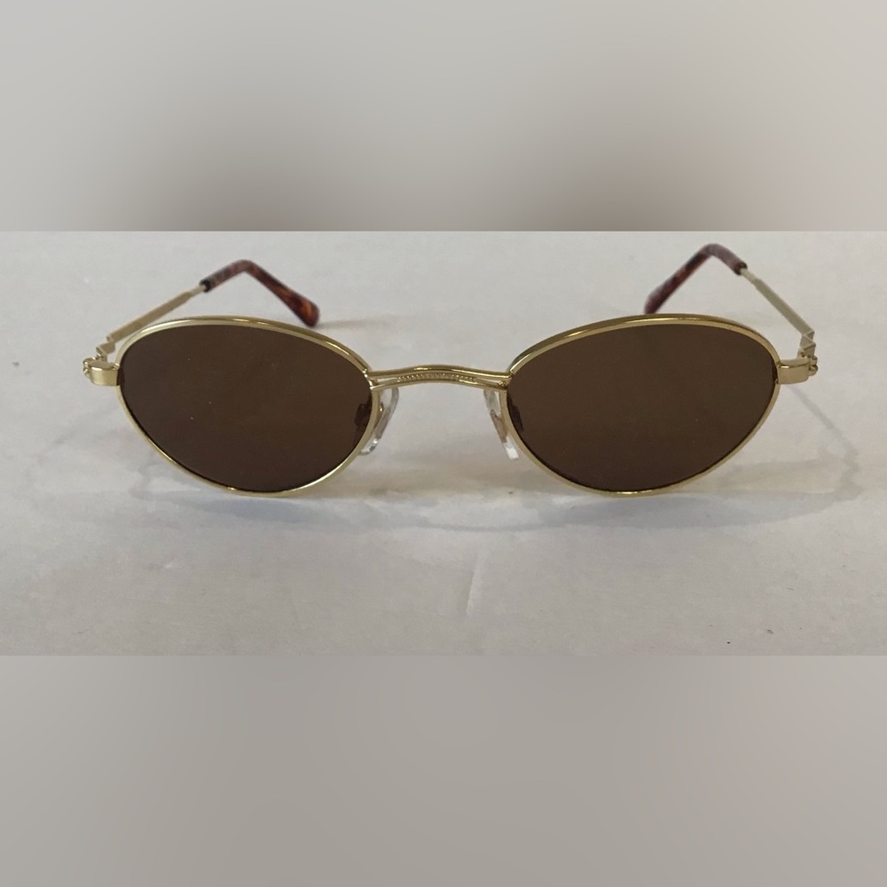 Vintage Oval Sunglasses with Goldtone Metal Frames